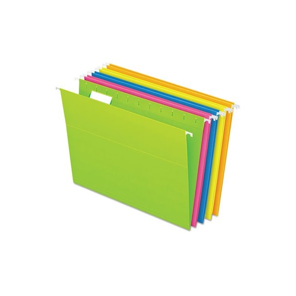 Tops Business Forms Pendaflex, GLOW HANGING FILE FOLDERS, LETTER SIZE, 1/5-CUT TAB, ASSORTED, 25PK 81672 - main